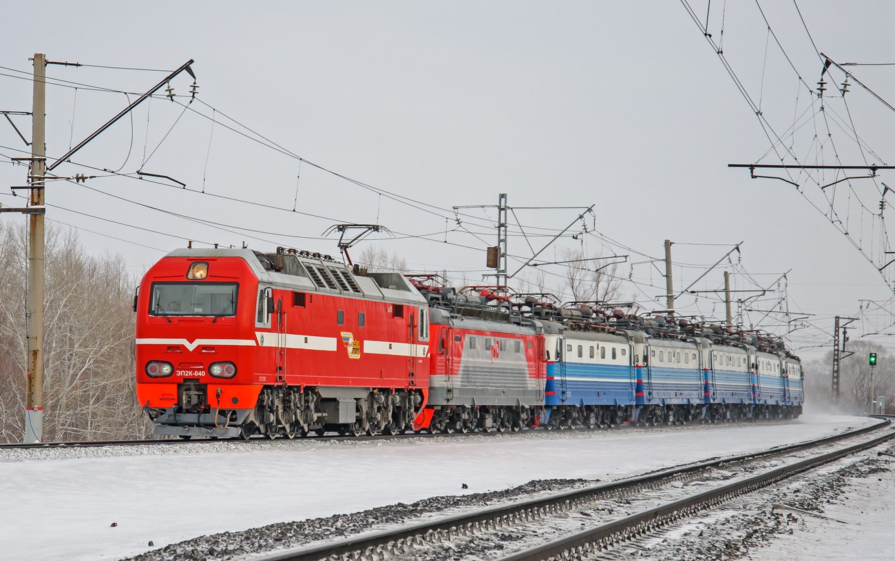 Железнодорожный сайт. Эп2к-040. Эп2к.40.03.002. Локомотив поезд. ТЧЭ 3 зима.