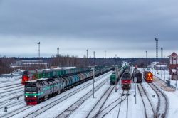 2ТЭ116УД-057 (Northern Railway); ТЭМ18ДМ-1446 (October Railway); 2ТЭ25КМ-0449 (Russia, private carriers)
