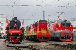 Л-2055 (October Railway); ЭП1М-844 (Gorky Railway); ЧМЭ3-1581 (Gorky Railway)