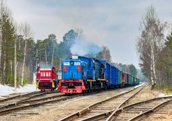 ТЭМ18ДМ-955 (Sverdlovsk Railway); ТГМ4Б-0664 (Sverdlovsk Railway); ТГМ4А-2848 (Sverdlovsk Railway); ТЭМ2-5036 (Sverdlovsk Railway)