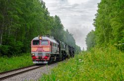 ДМ62-1834 (Октябрьская железная дорога); П36-0110 (Московская железная дорога); Л-3313 (Октябрьская железная дорога); Л-2055 (Октябрьская железная дорога)